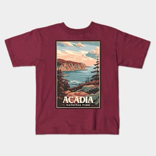 Acadia National Park Vintage Travel Poster Kids T-Shirt